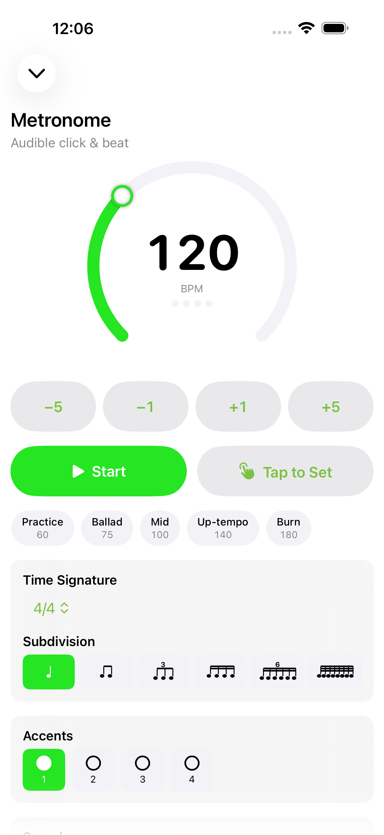 Practice metronome on iPhone